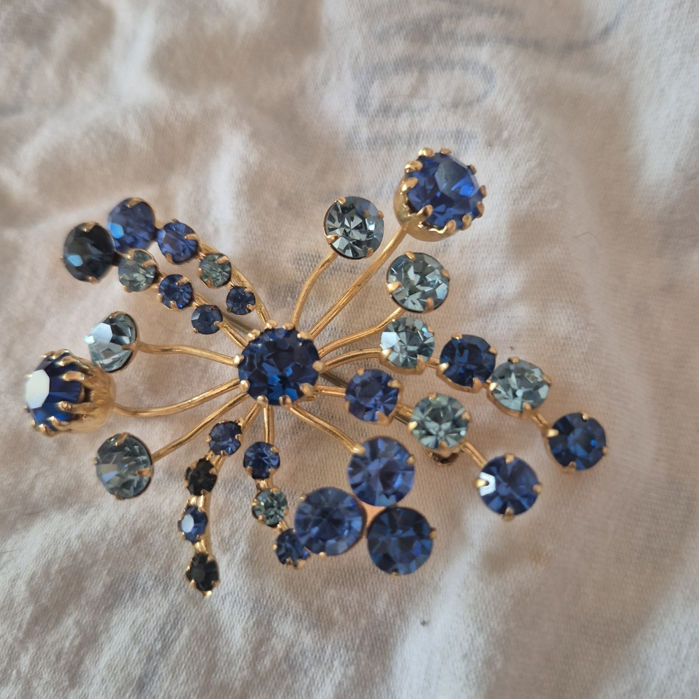 Elegant Blue and Gold Brooch